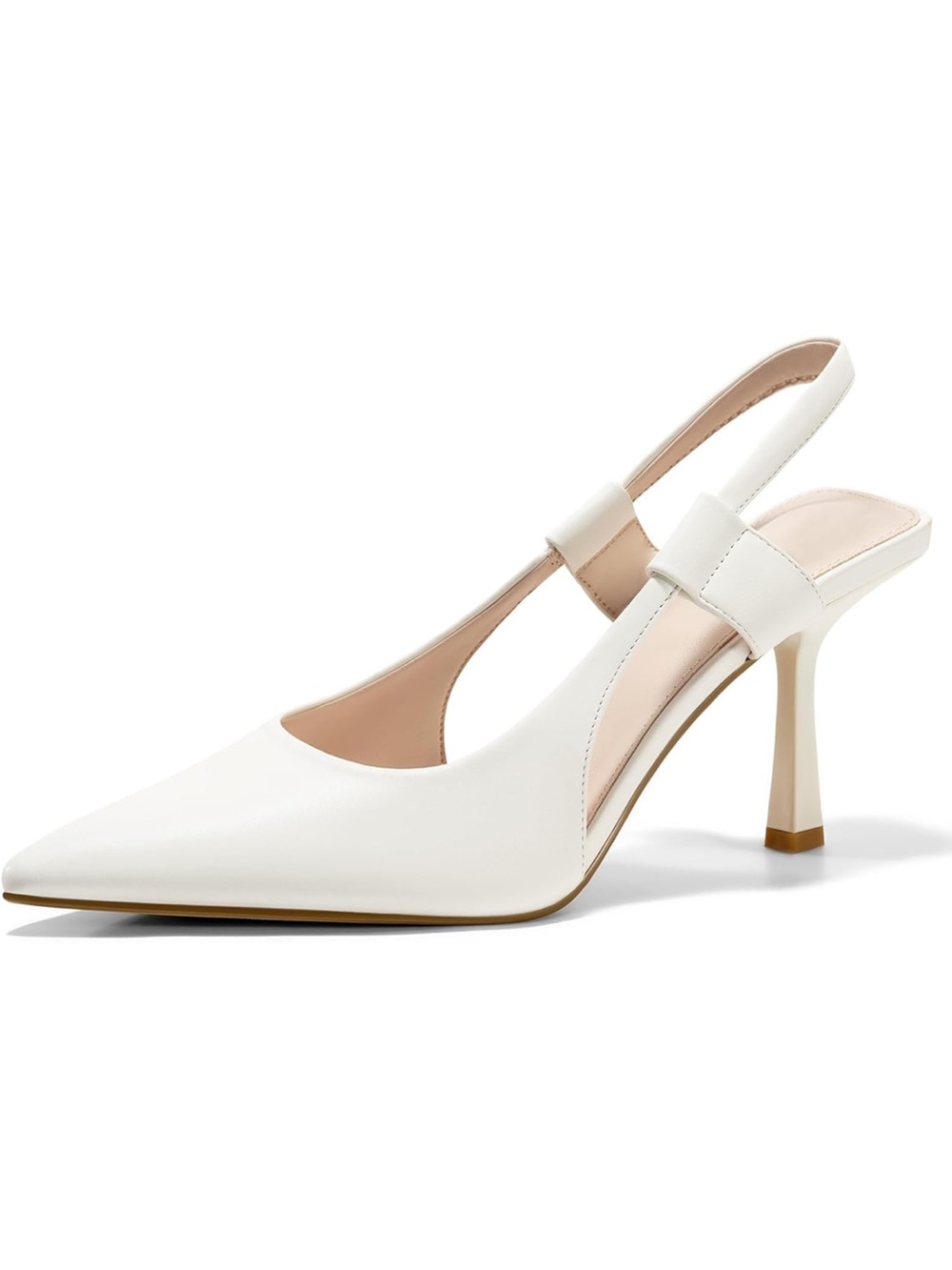 Elegant White Slingback Pointed Heel Pumps - Picture 3 of 4